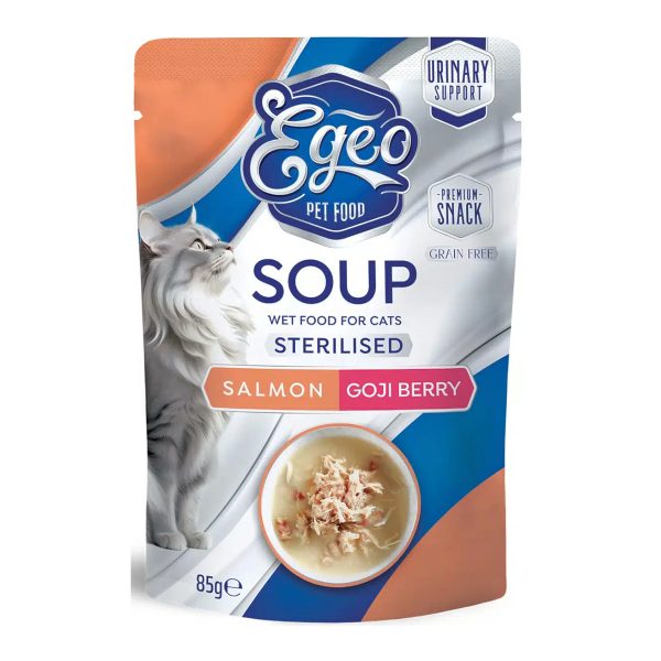 Egeo Cat Soup Σούπα Για Στειρωμένες Γάτες Σολομός & Goji Berry 85gr