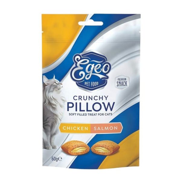 Egeo Cat Μπισκότα Για Ενήλικες Γάτες Κοτόπουλο Σολομός Τόνος & Τυρί 60gr