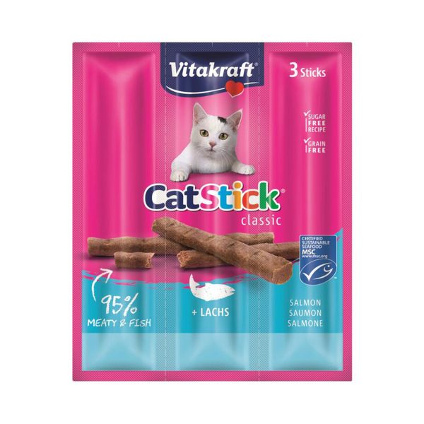 Vitakraft Cat Stick Classic Σνακ Για Γάτες Σολομός 3 Sticks 18gr