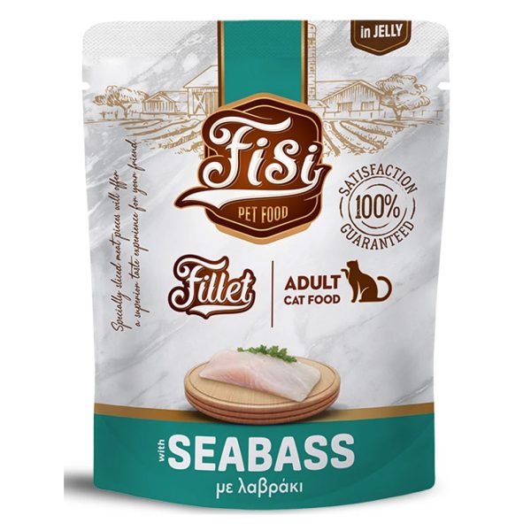 Fisi Cat Adult Fillet Seabass Υγρή Τροφή Για Γάτες Λαβράκι Σε Ζελέ 300gr