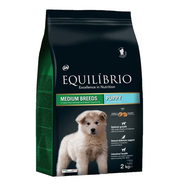 Equilibrio Puppy Medium Breed Poultry & Rice Ξηρά Τροφή Για Κουτάβια Πουλερικά & Ρύζι 2kg