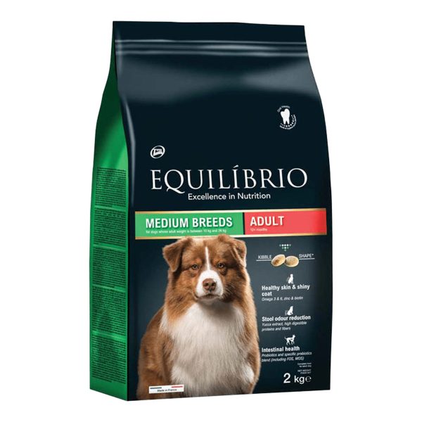 Equilibrio Adult Medium Breed Poultry & Rice Ξηρά Τροφή Για Σκύλους Πουλερικά & Ρύζι 2kg