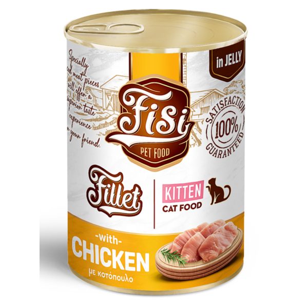 Fisi Fillet Kitten Chicken Υγρή Τροφή Για Γατάκια Κοτόπουλο Σε Ζελέ 400gr