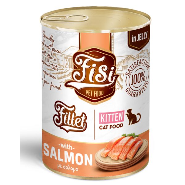 Fisi Fillet Kitten Salmon Υγρή Τροφή Για Γατάκια Σολομός Σε Ζελέ 400gr