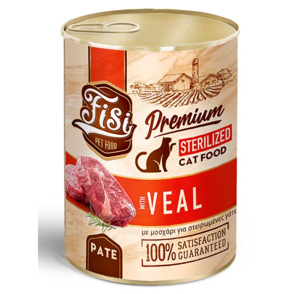 Fisi Cat Adult Sterilised Beef Υγρή Τροφή Για Γάτες Μοσχάρι Πατέ 400gr