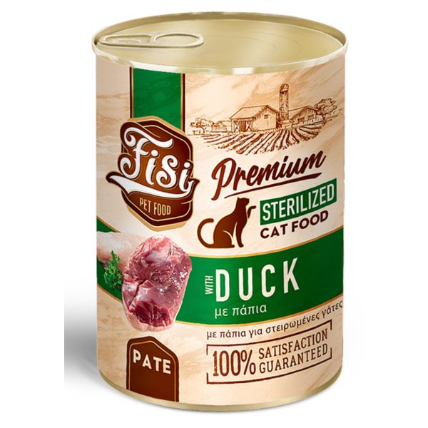 Fisi Cat Adult Sterilised Duck Υγρή Τροφή Για Γάτες Πάπια Πατέ 400gr