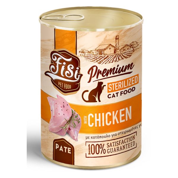 Fisi Cat Adult Sterilised Chicken Υγρή Τροφή Για Γάτες Κοτόπουλο Πατέ 400gr