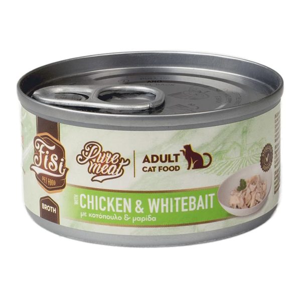 Fisi Cat Adult Pure Meat Chicken & Whitebait Υγρή Τροφή Για Γάτες Κοτόπουλο & Μαρίδα Σε Ζωμό 80gr