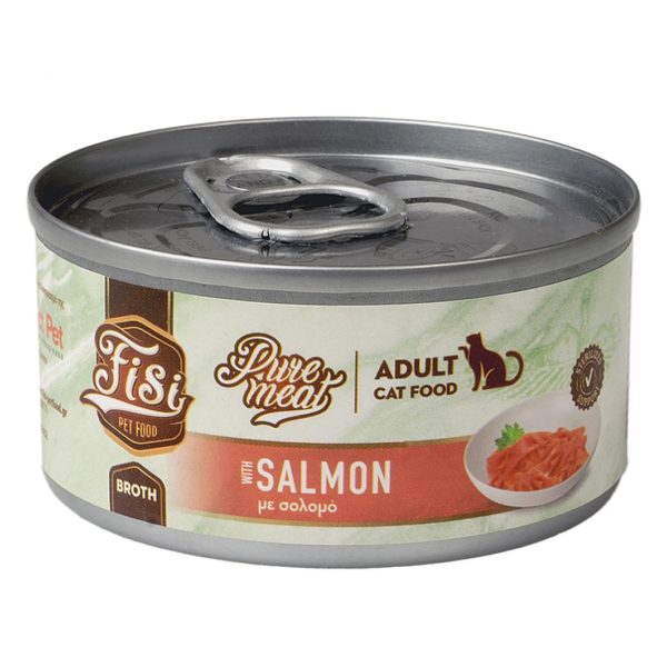 Fisi Cat Adult Pure Meat Salmon Υγρή Τροφή Για Γάτες Σολομός Σε Ζωμό 80gr