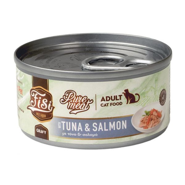 Fisi Cat Adult Pure Meat Tuna & Salmon Υγρή Τροφή Για Γάτες Τόνος & Σολομός Σε Σάλτσα 80gr