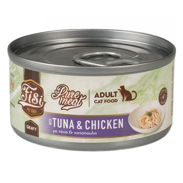 Fisi Cat Adult Pure Meat Tuna & Chicken Υγρή Τροφή Για Γάτες Τόνος & Κοτόπουλο Σε Σάλτσα 80gr