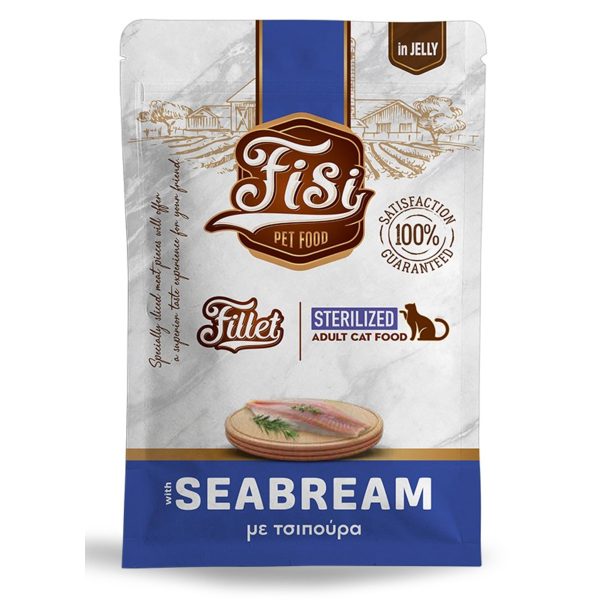 Fisi Cat Fillet Adult Sterilised Seabream Υγρή Τροφή Για Γάτες Τσιπούρα Σε Ζελέ 85gr