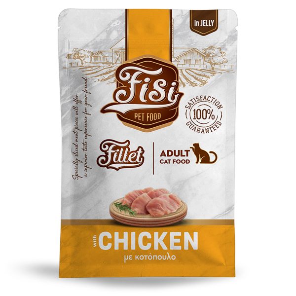 Fisi Cat Adult Fillet Chicken Υγρή Τροφή Για Γάτες Κοτόπουλο Σε Ζελέ 85gr