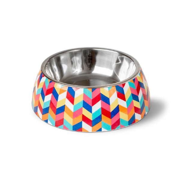 Glee Colorfull Medium Μπολ Μελαμίνης Φαγητού & Νερού Mε Ανοξείδωτο Κάδο Για Σκύλους & Γάτες 440ml
