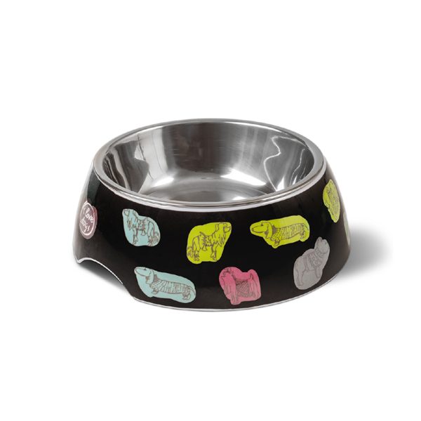 Glee ILUVDOGS Medium Μπολ Μελαμίνης Φαγητού & Νερού Με Ανοξείδωτο Κάδο Για Σκύλους & Γάτες 440ml