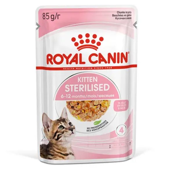 Royal Canin Kitten Sterilised Υγρή Τροφή Για Γάτες Κρέας Σε Ζελέ 85gr