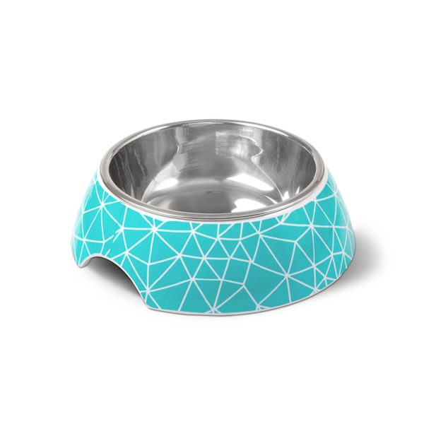 Glee Rhombus Τυρκουάζ Large Μπολ Μελαμίνης Φαγητού & Νερού Με Ανοξείδωτο Κάδο Για Σκύλους & Γάτες 700ml