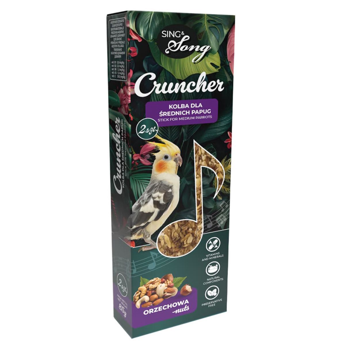 h Sing&Song Cruncher Μείγμα Σπόρων Για Παπαγαλάκια Με Ξηρούς Καρπούς 85gr - Image 1