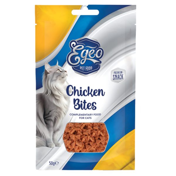 Egeo Cat Chicken Bites Λιχουδιές Για Ενήλικες Γάτες Κοτόπουλο 50gr