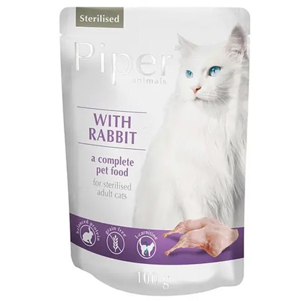 Piper Adult Cat Sterilised Rabbit Υγρή Τροφή Για Στειρωμένες Γάτες Κουνέλι 100gr