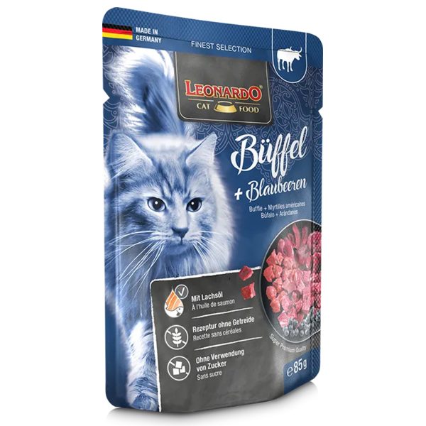 Leonardo Cat Finest Selection Adult Buffalo & Blueberry Υγρή Τροφή Για Γάτες Νεροβούβαλο & Bατόμουρα 85gr