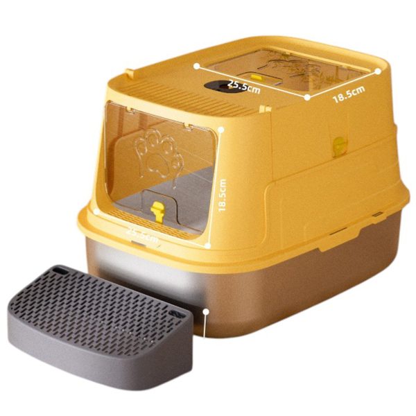 Pet's Choice Ανοξείδωτη Τουαλέτα Γάτας Με Κάλυμμα Κίτρινη