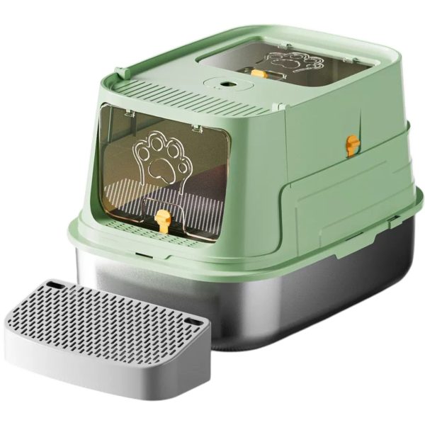Pet's Choice Ανοξείδωτη Τουαλέτα Γάτας Με Κάλυμμα Πράσινη