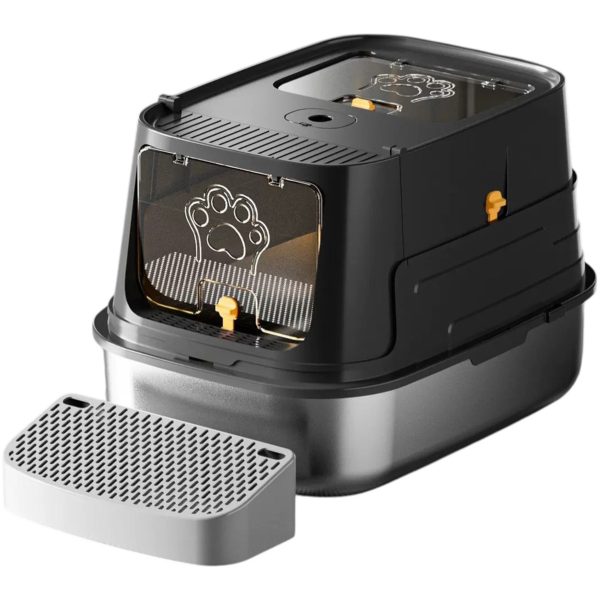Pet's Choice Ανοξείδωτη Τουαλέτα Γάτας Με Κάλυμμα Μαύρη