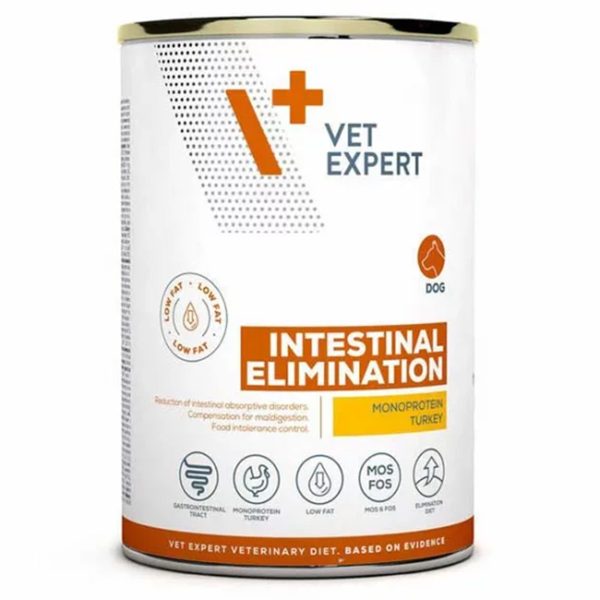 Vet Expert Dog Intestinal Elimination Low Fat Κλινική Υγρή Τροφή Για Σκύλους Γαλοπούλα 400gr