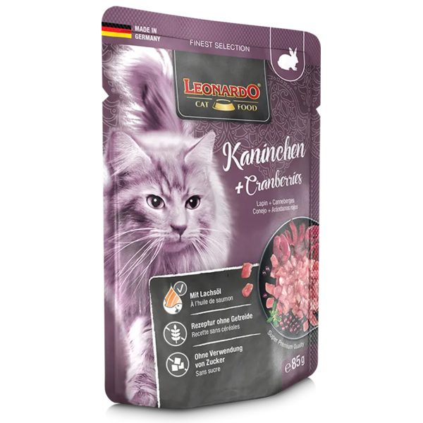 Leonardo Cat Finest Selection Adult Rabbit & Cranberry Υγρή Τροφή Για Γάτες Κουνέλι & Κράνμπερι 85gr
