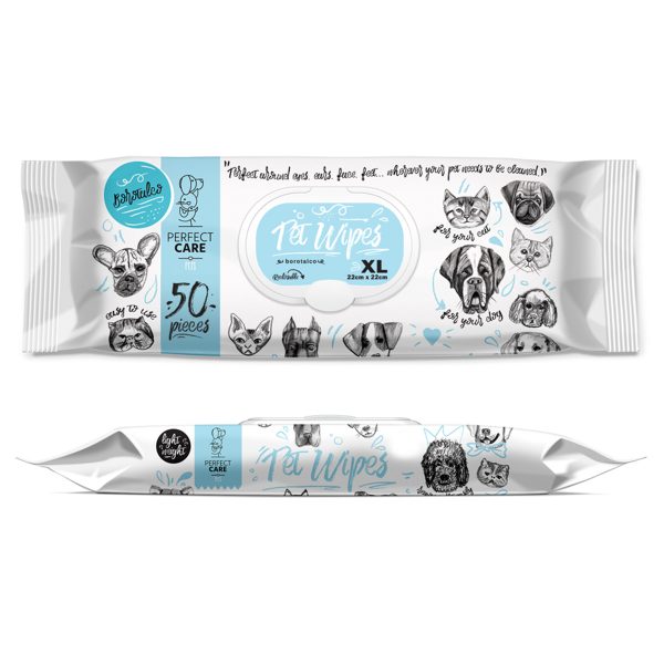 Perfect Care Pet Wipes XL Borotalco Υγρά Άρωμα Μαντηλάκια Ταλκ 50τμχ