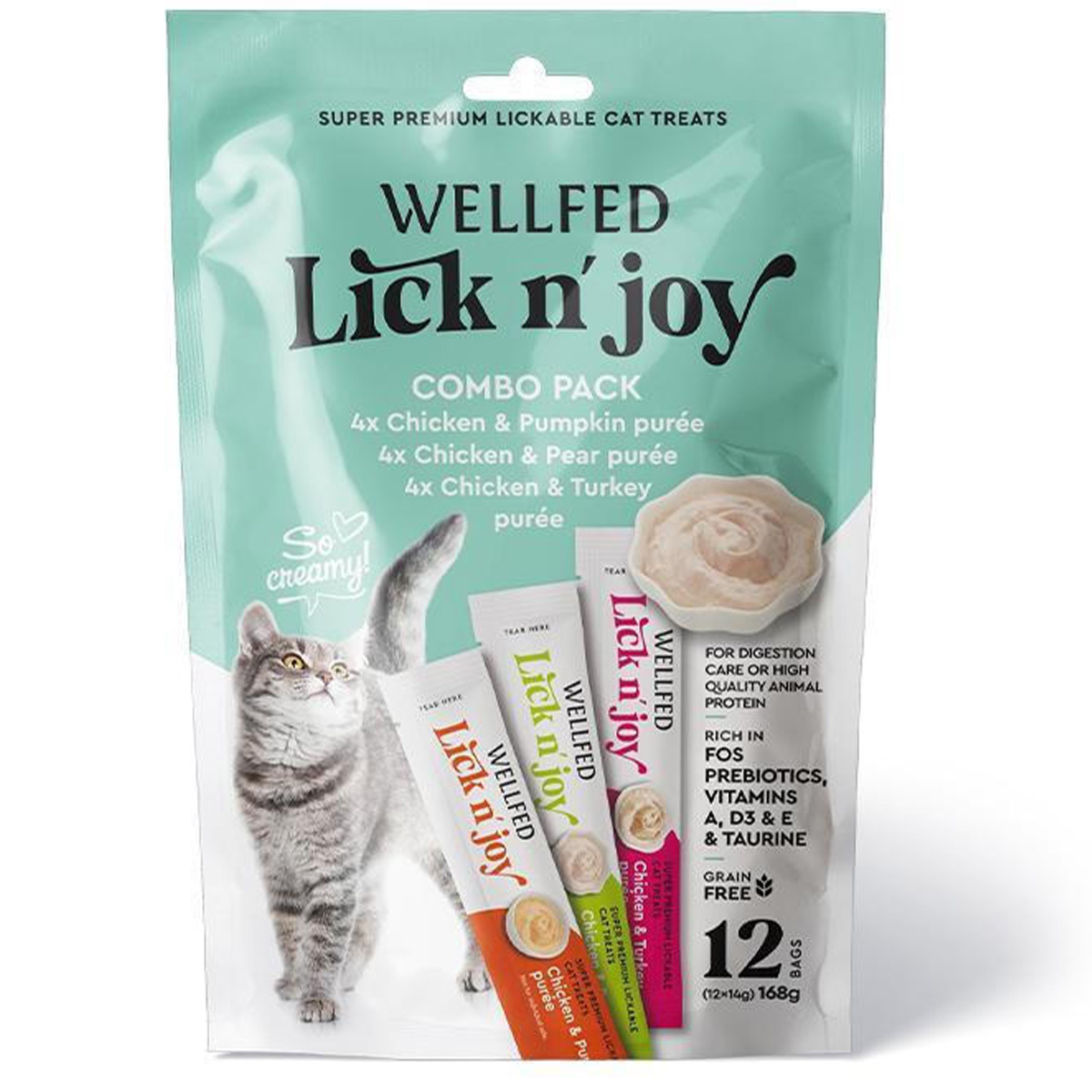 1 Wellfed Lick n' Joy Combo Pack (Κοτόπουλο, Γαλοπούλα, Κολοκύθα) (12 x 14gr) 168gr - Image 1