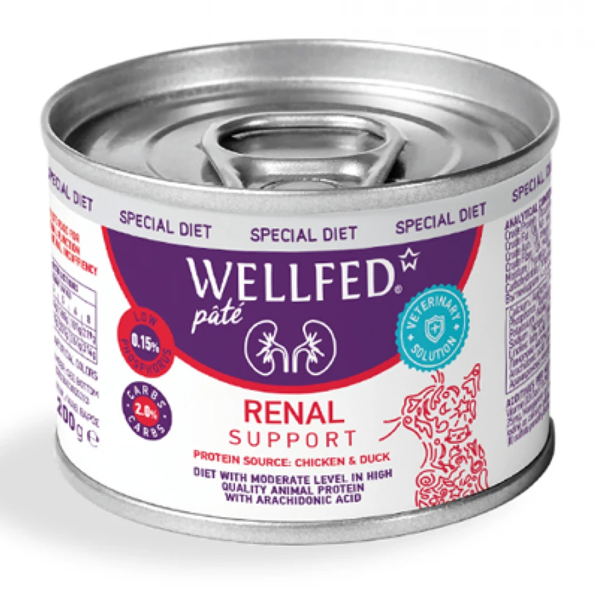 3 Wellfed Renal Support Cat Duck & Chicken Κλινική Υγρή Τροφή Πάπια & Κοτόπουλο Πατέ 200gr - Image 1