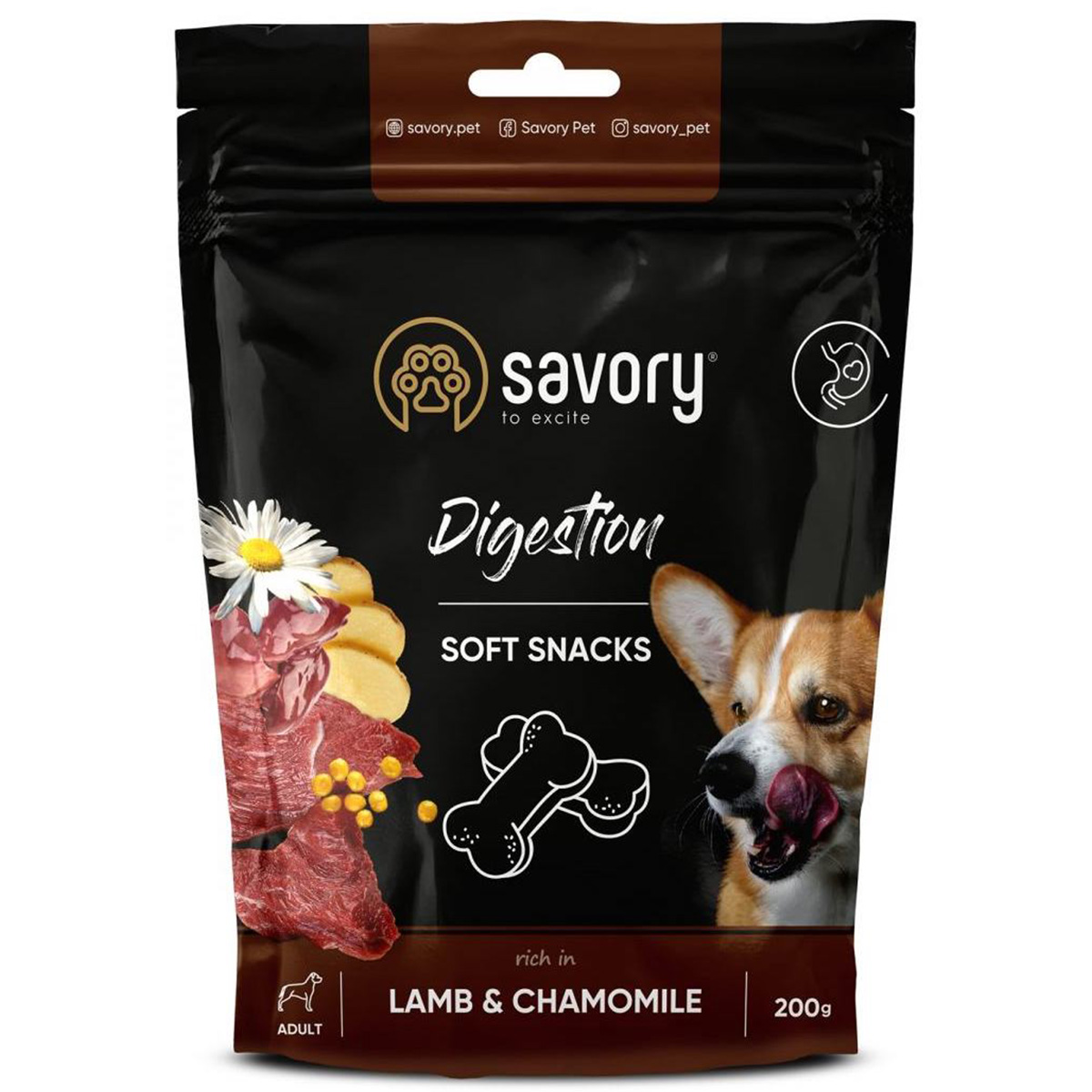 1 Savory Soft Snacks Digestion Lamb & Chamomile Λιχουδιές Για Σκύλους 200gr - Image 1